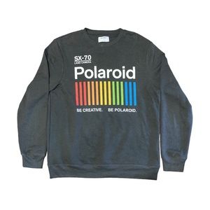 Polaroid SX-70 Sweatshirt Film Land Camera Old Navy Gray Sweater Mens Large